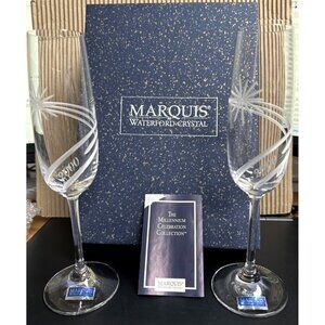 Waterford Millennium Celebration Collection Set of Two Champagne Flutes in Box